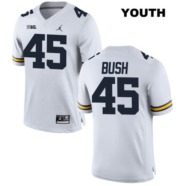 Youth NCAA Michigan Wolverines Peter Bush #45 White Jordan Brand Authentic Stitched Football College Jersey IT25O14YP